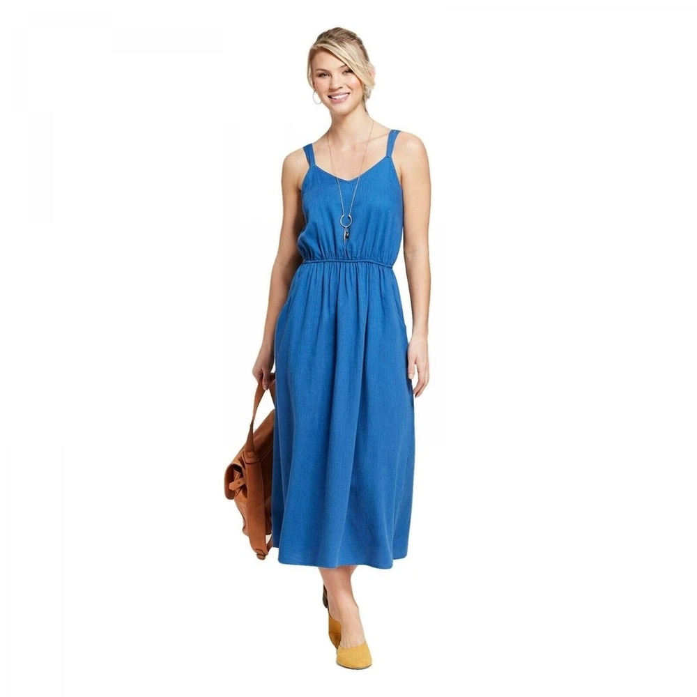 Universal Thread Blue Sleeveless Midi Dress